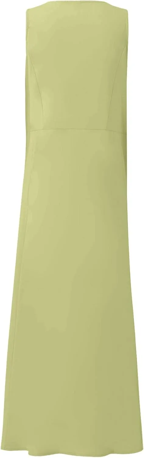 Maxi Dress for Women,2023 Spring Summer Cotton Linen Boho Casual Fashion Sleeveless Dress for Holiday