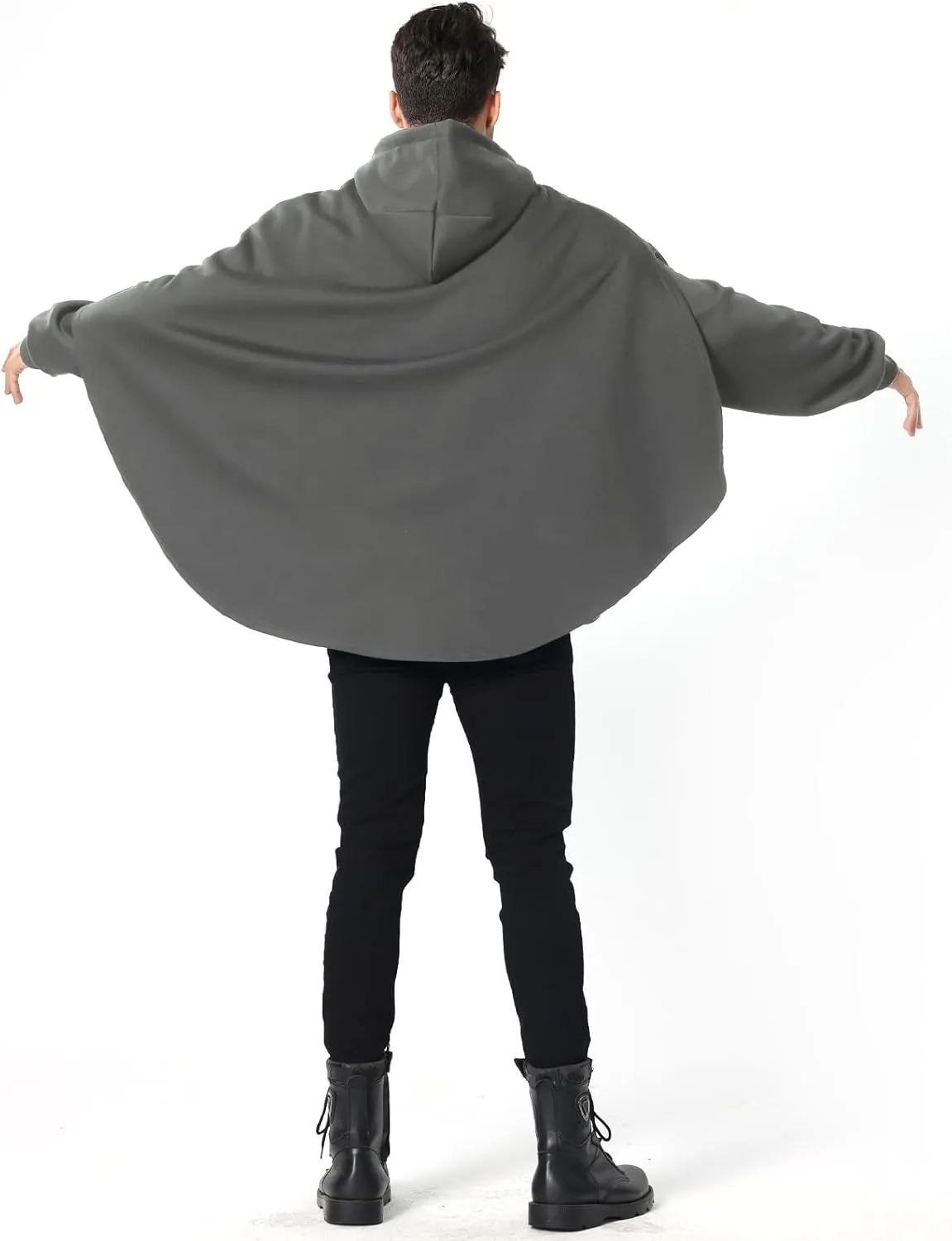 Men's Fashion Poncho Cape Cloak Hoodie Techwear Sweatshirts Unisex Lightweight Patchwork Hip Hop Casual Pullover