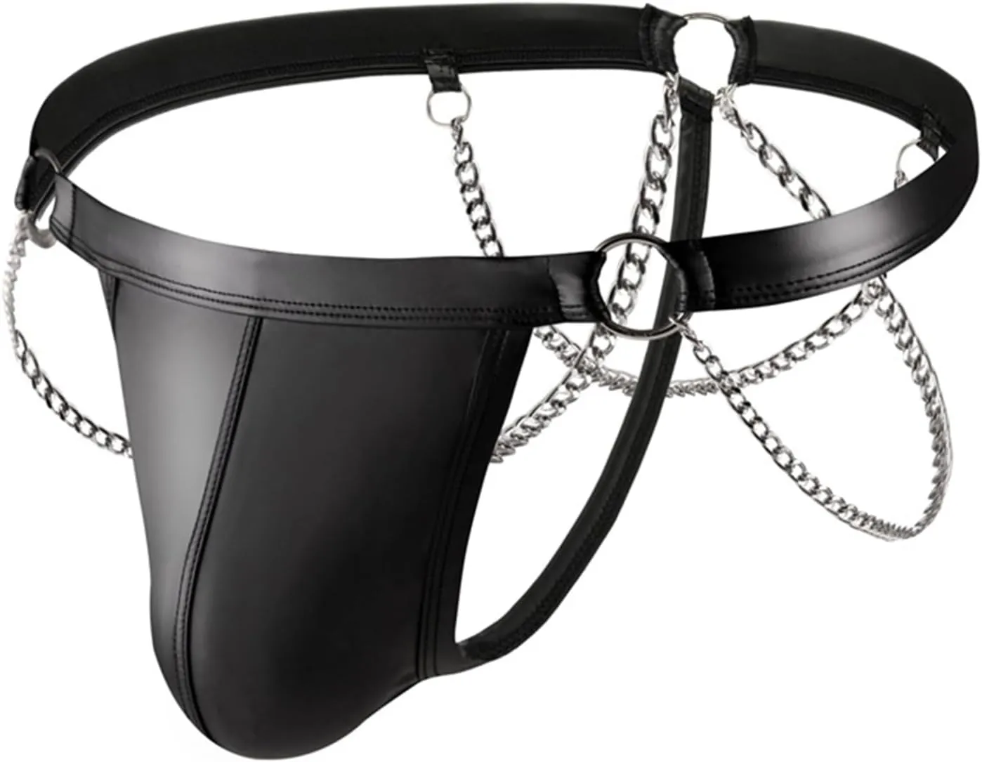 Men's Faux Leather Thong Underwear Jockstrap Panties Bulge Pouch T-Back Thong Briefs