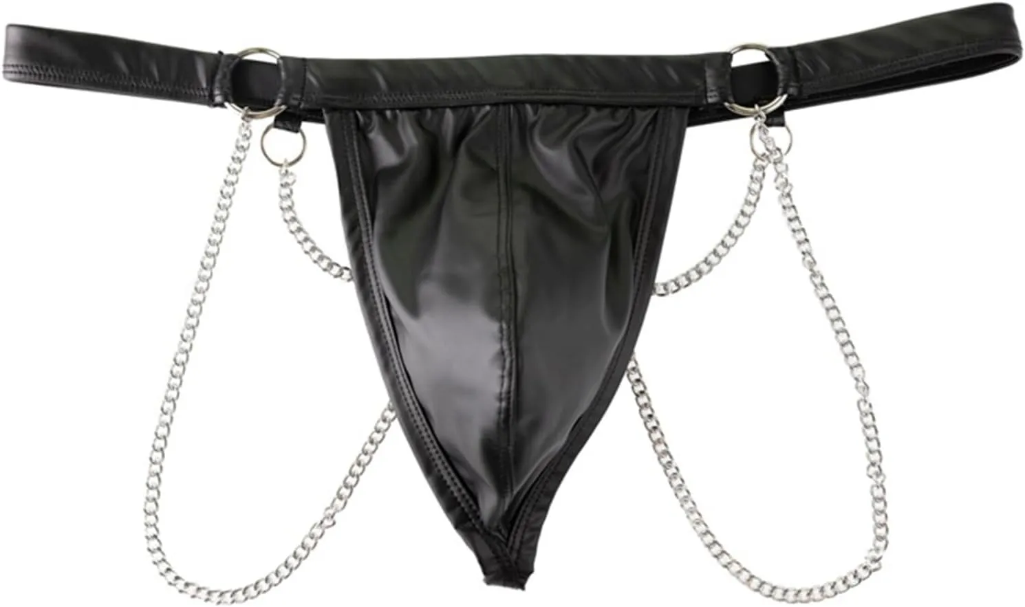 Men's Faux Leather Thong Underwear Jockstrap Panties Bulge Pouch T-Back Thong Briefs
