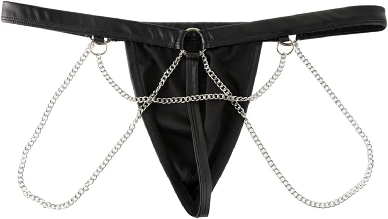 Men's Faux Leather Thong Underwear Jockstrap Panties Bulge Pouch T-Back Thong Briefs
