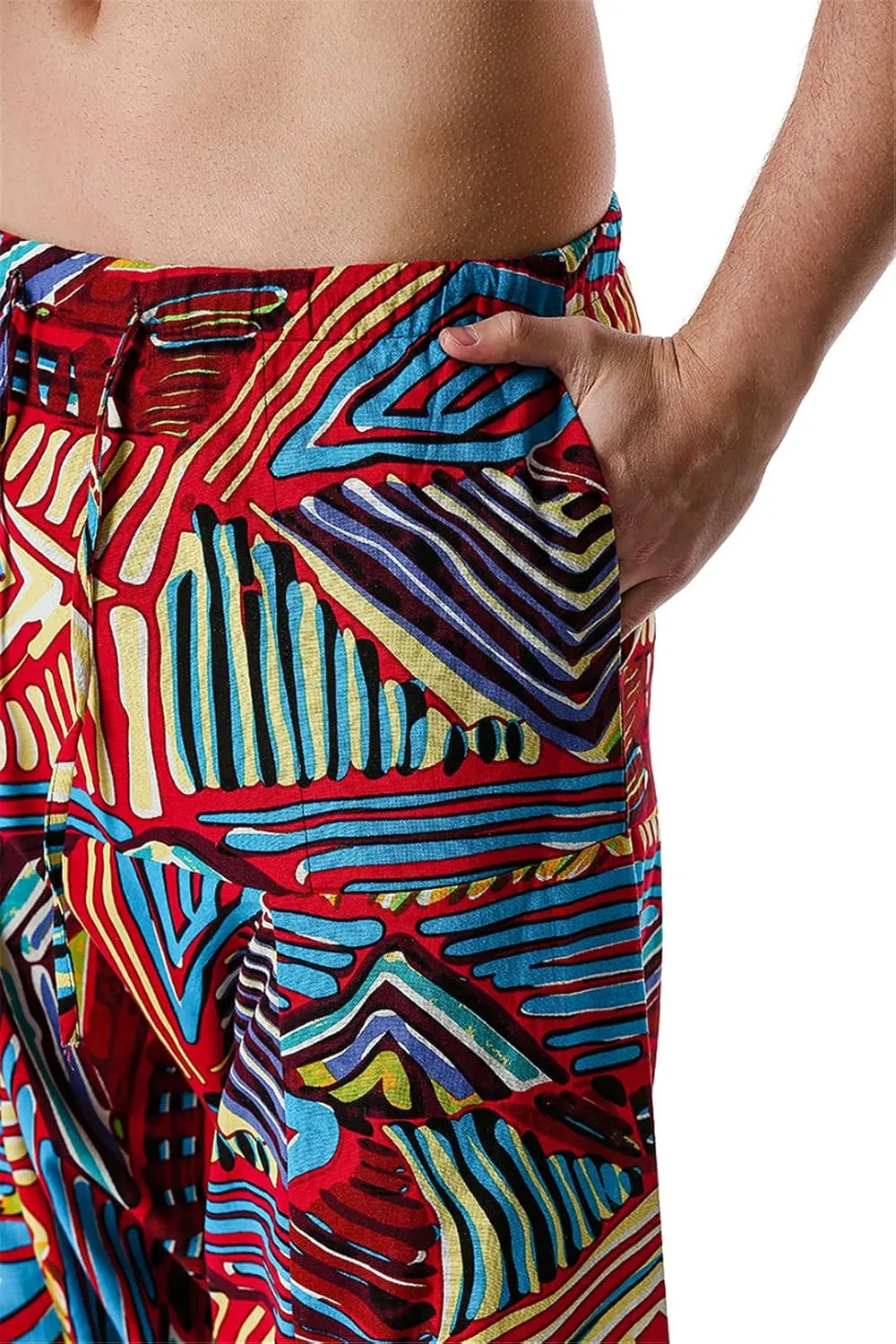 Men's Hippie Baggy Boho Harem Pants African Pattern Print Casual Hip Hop Pants