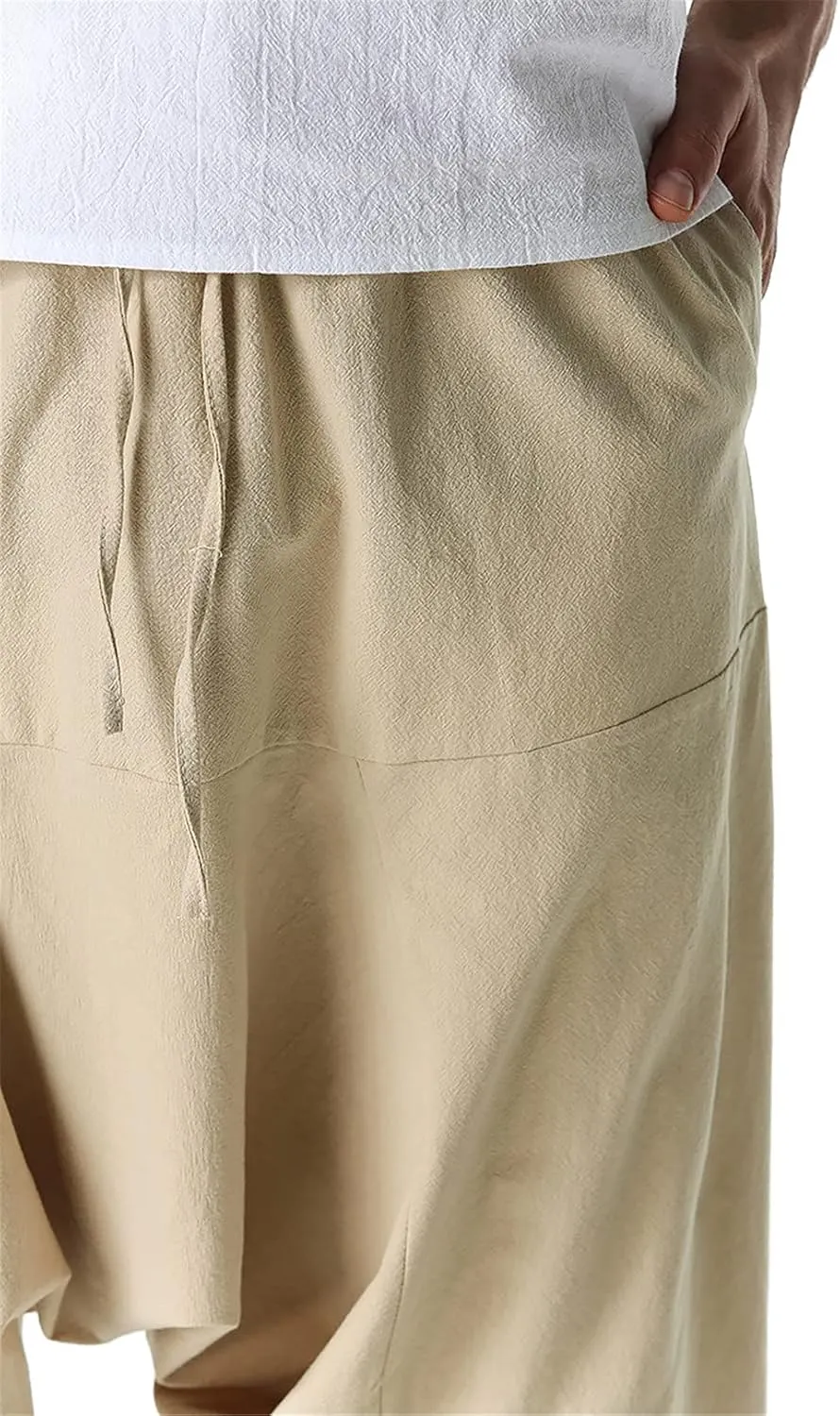 Men's Hippie Baggy Genie Boho Yoga Harem Pants Cotton Low Drop Crotch Joggers Sweatpants