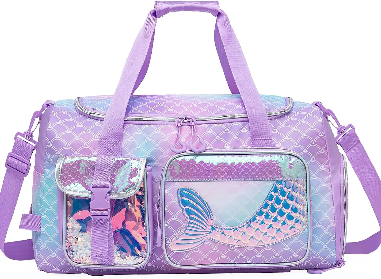 Mermaid Kids Gym Bag for Girls Duffle Bag for Travel Kids Travel Bag Overnight Bag for Girls Dance Bag for Girls Weekender Bag with Shoe Compartment