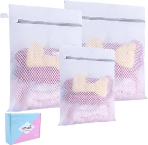 Mesh Laundry Bags, Mesh Wash Bags Durable Mesh Structure with Strong Zipper Suitable for Underwear, Delicate Clothes, Pants, Shoes, Socks Washing (Honey mesh, M L X-L(16*20in 20*24in 24*24in))
