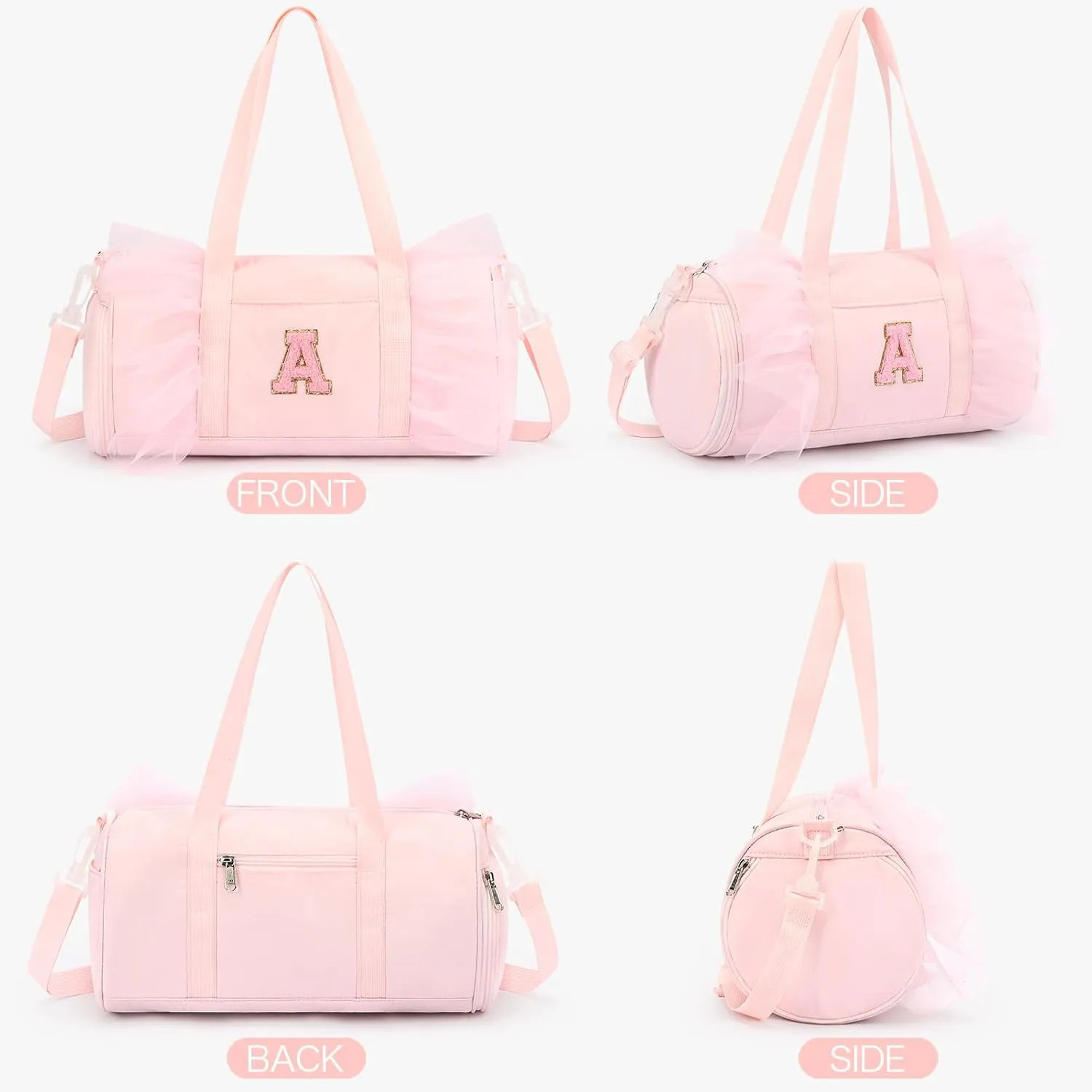 mibasies Dance Bag for Girls 4-6: Kids Duffle Bag - Ballet Bags for Girls 4-6 - Personalized Letter Girls Gifts Pink A