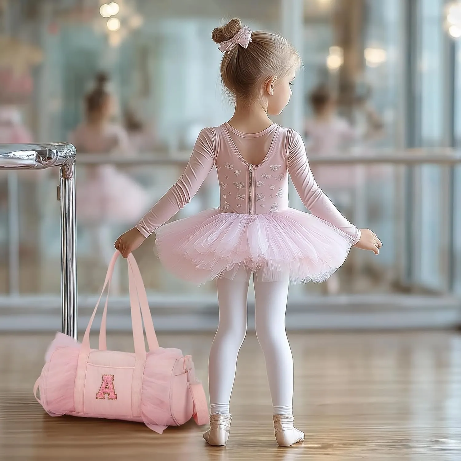 mibasies Dance Bag for Girls 4-6: Kids Duffle Bag - Ballet Bags for Girls 4-6 - Personalized Letter Girls Gifts Pink A