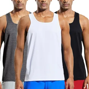 MIER Men's Sleeveless Workout Shirts Quick Dry Swim Athletic Gym Running Muscle Beach Tank Tops for Men