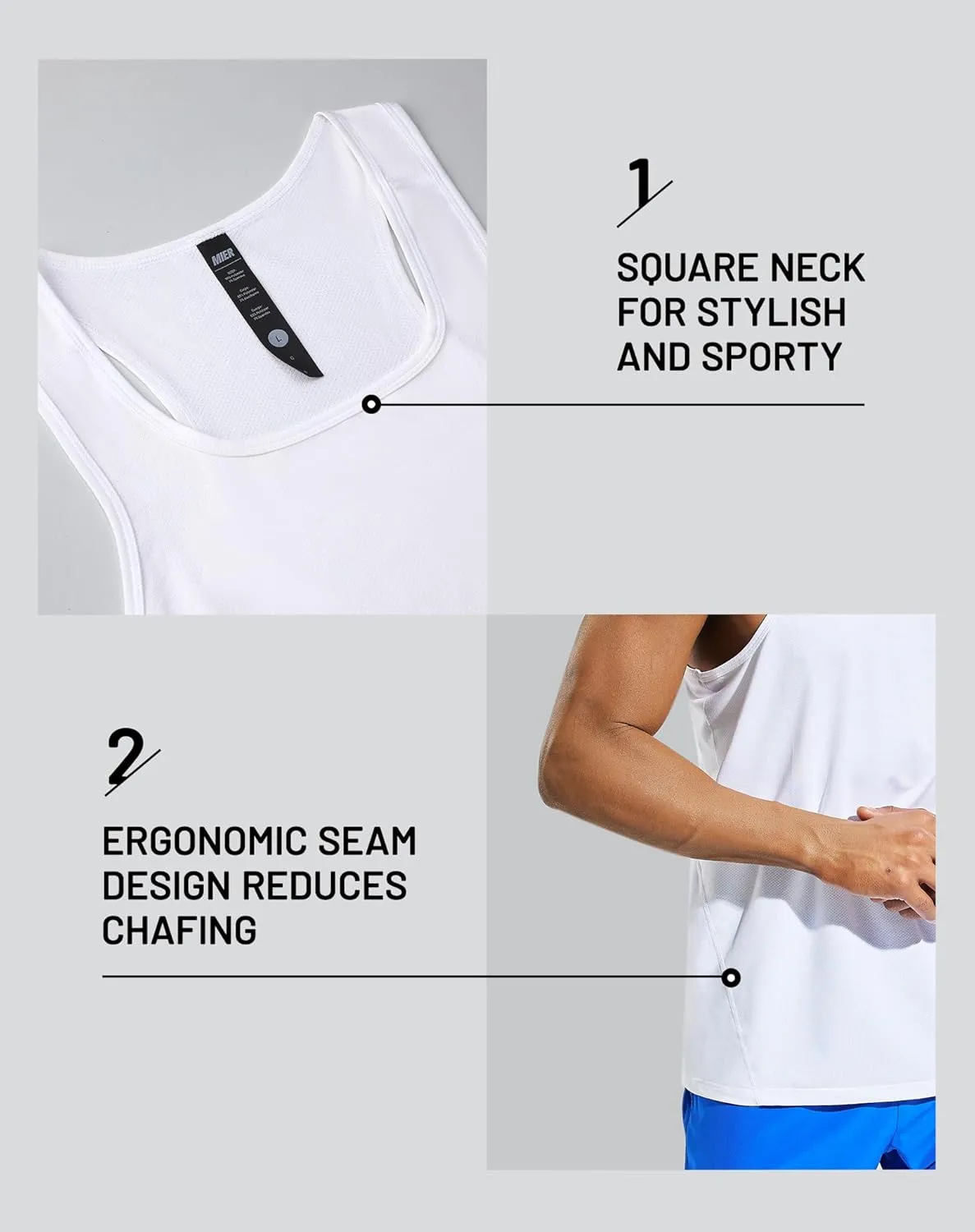 MIER Men's Sleeveless Workout Shirts Quick Dry Swim Athletic Gym Running Muscle Beach Tank Tops for Men