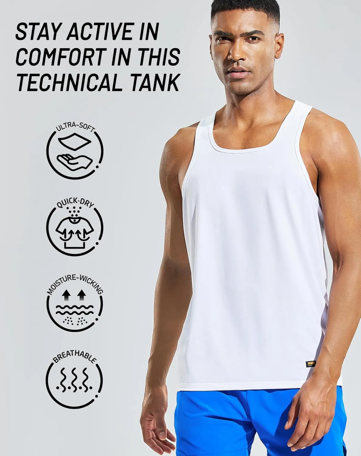 MIER Men's Sleeveless Workout Shirts Quick Dry Swim Athletic Gym Running Muscle Beach Tank Tops for Men