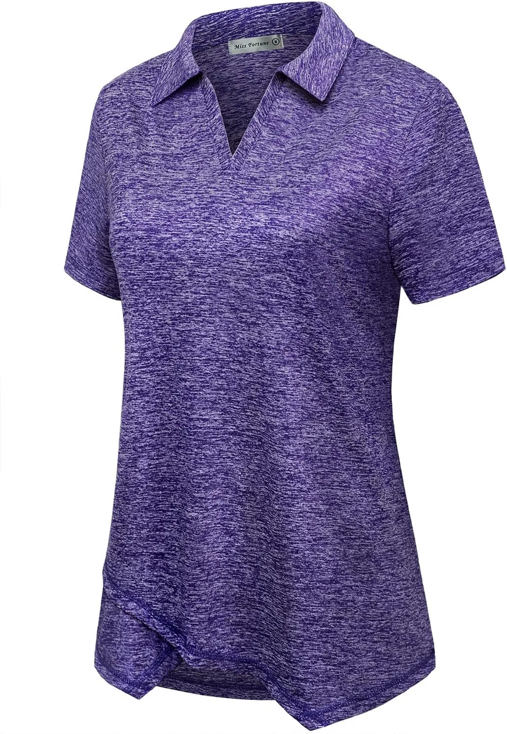 MISS FORTUNE Women's Workout Tops Golf Polo Short Sleeve V Neck Shirts Lightweight Moisture Wicking Athletic Tennis Work Top