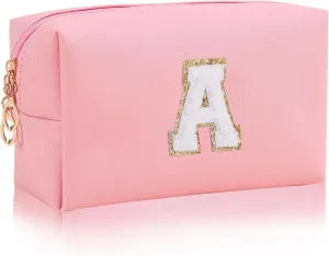 Monogrammed Gift for Women Girls,Preppy Makeup Bag Personalized Initial Cosmetic Bag with Zipper,Cute Makeup Pouch, Waterproof Toiletry Bag,Personalized Gift for GirlBridesmaids
