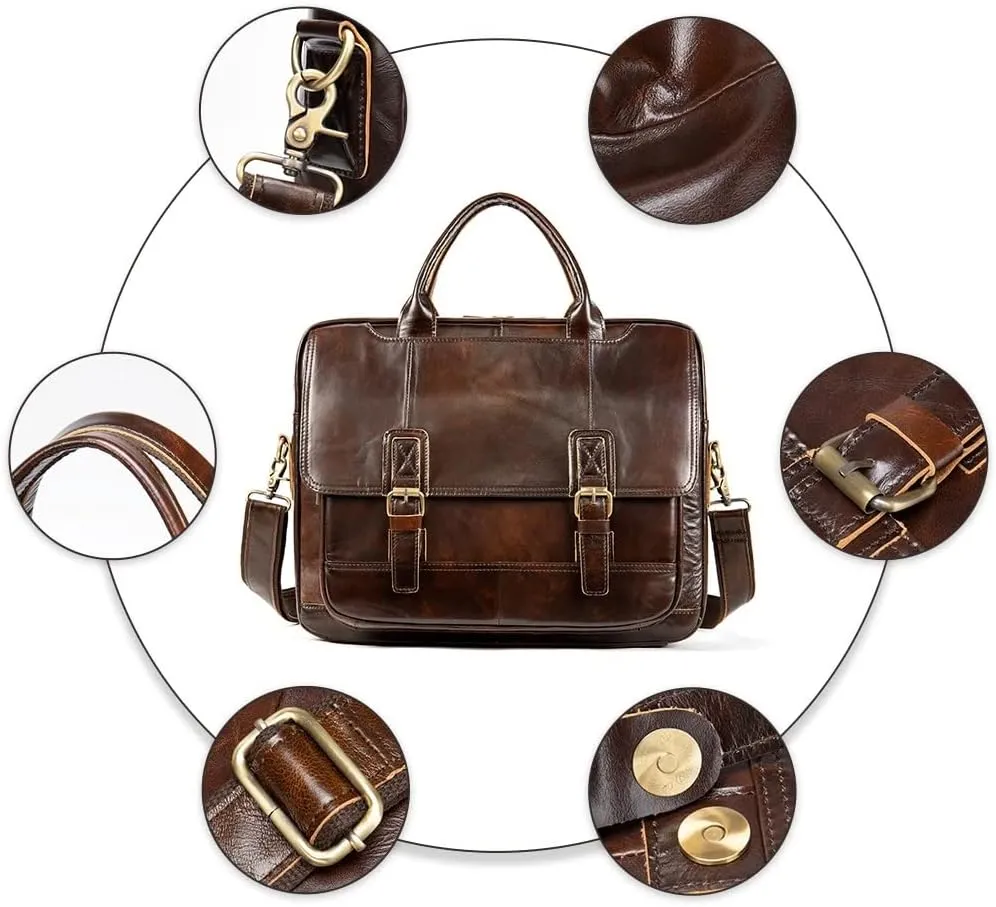 Multifunctional Leather Men's Briefcase Business Bag Handbag Men's Large Shoulder Bag Travel Luggage Bag