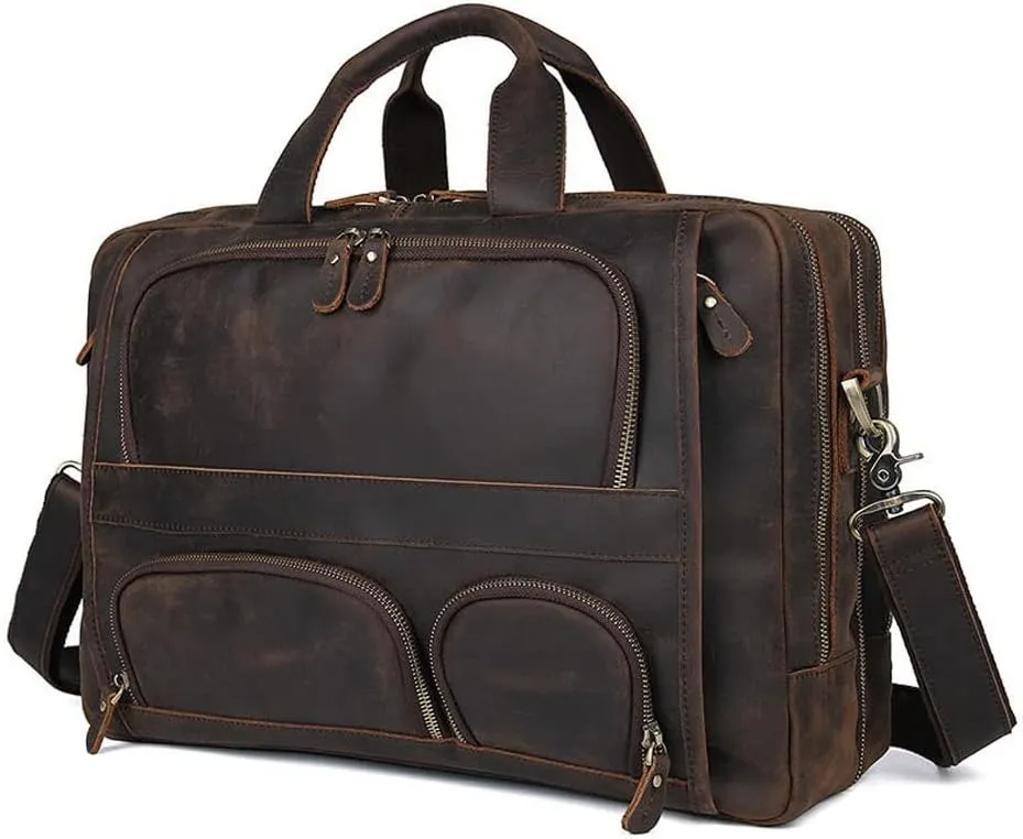 Multifunctional Leather Men's Briefcase Business Bag Handbag Men's Large Shoulder Bag Travel Luggage Bag