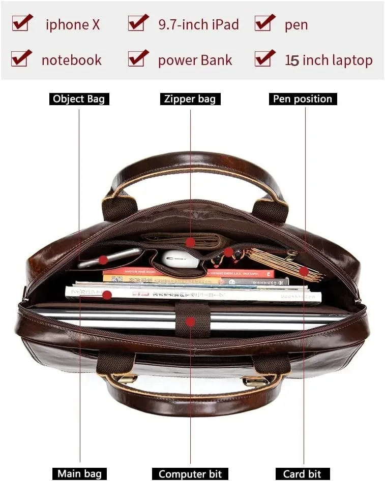 Multifunctional Leather Men's Briefcase Business Bag Handbag Men's Large Shoulder Bag Travel Luggage Bag
