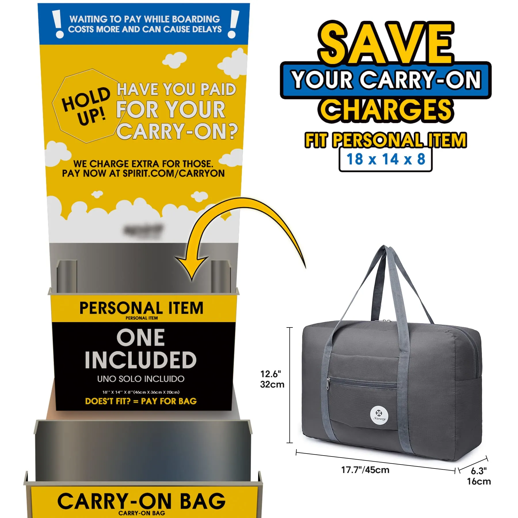 Narwey 1112 Spirit Airlines Duffel Bag