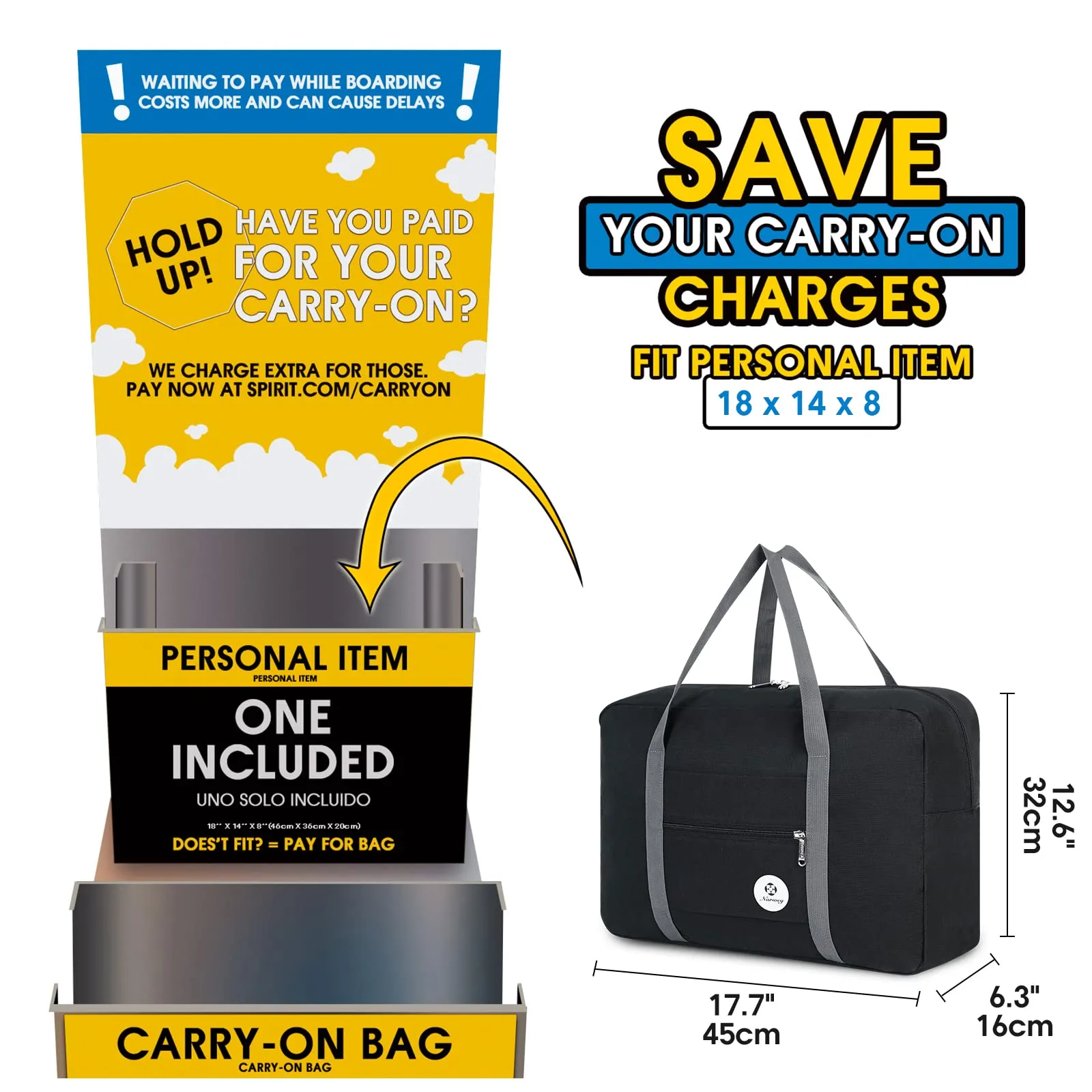 Narwey 1112 Spirit Airlines Duffel Bag