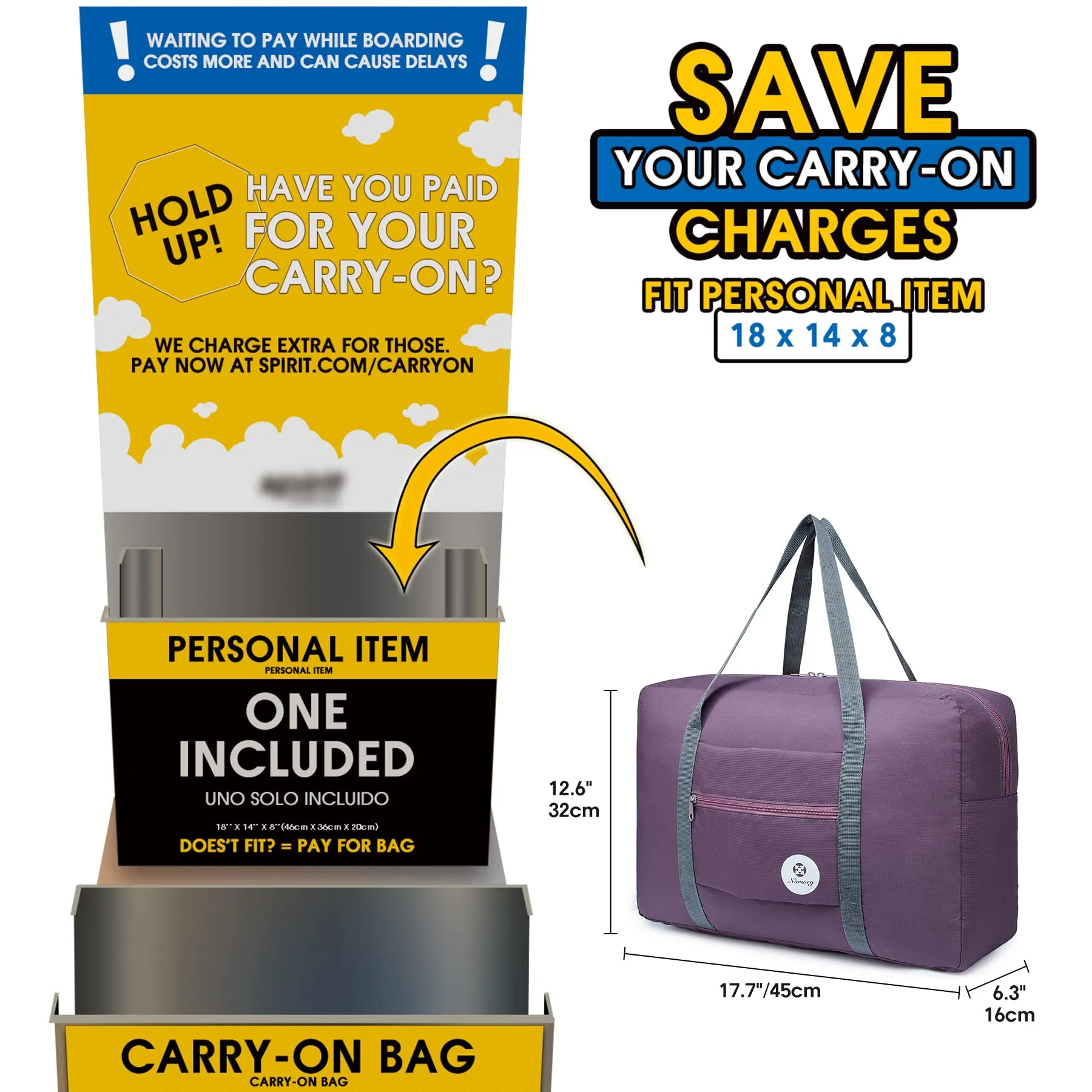 Narwey 1112 Spirit Airlines Duffel Bag