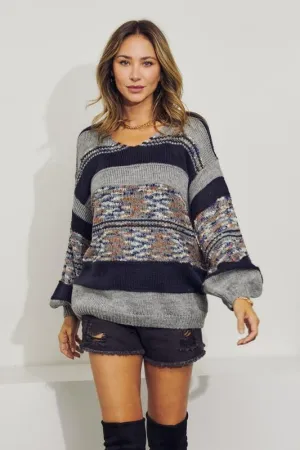 Navy Color Block Sweater