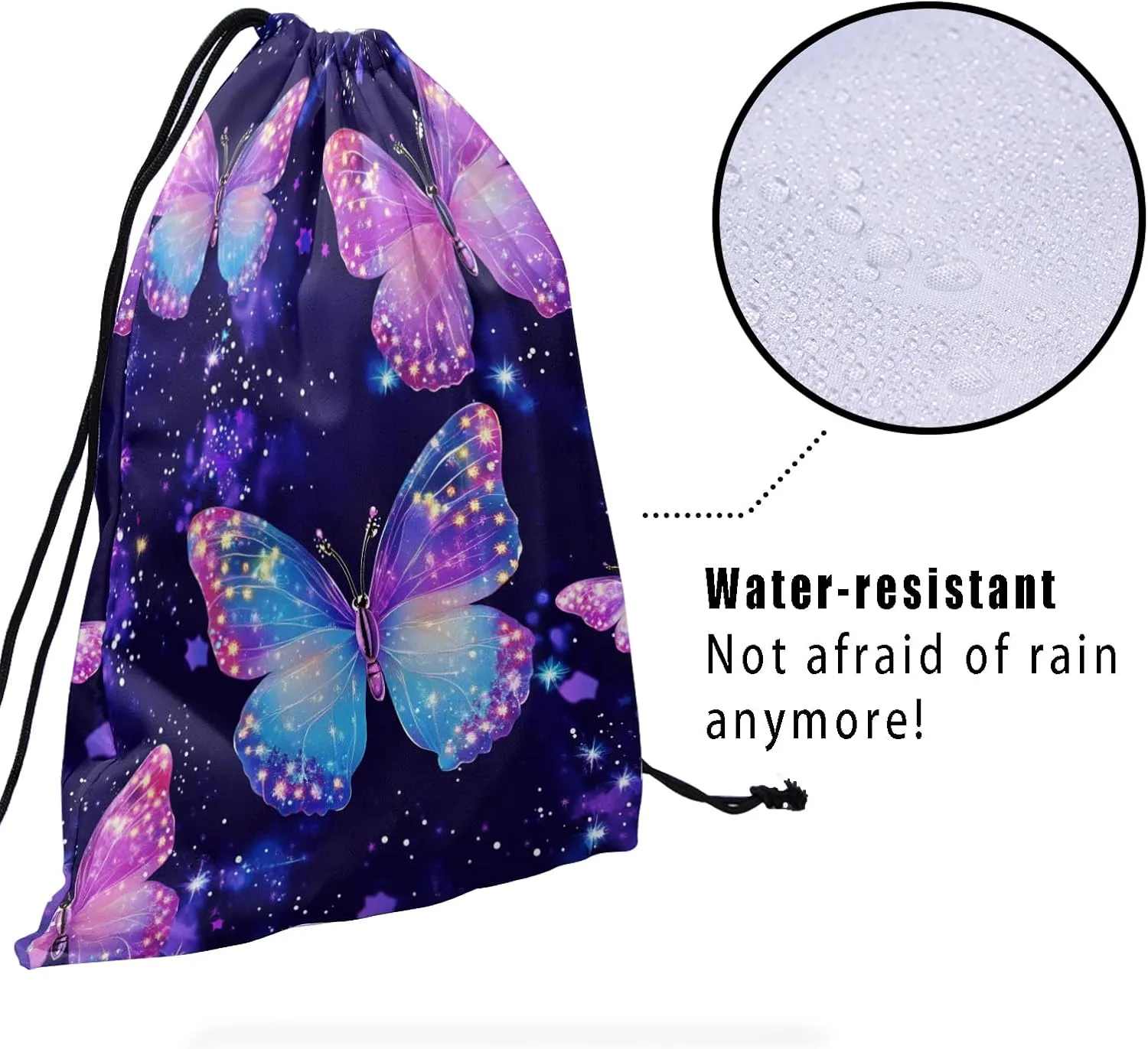 Nerxy Galaxy Butterfly Gymnastics Grip Bag - Stars Grip Bags for Gymnastics Mini Gym Bag Drawstring Storage Pouch Adjustable