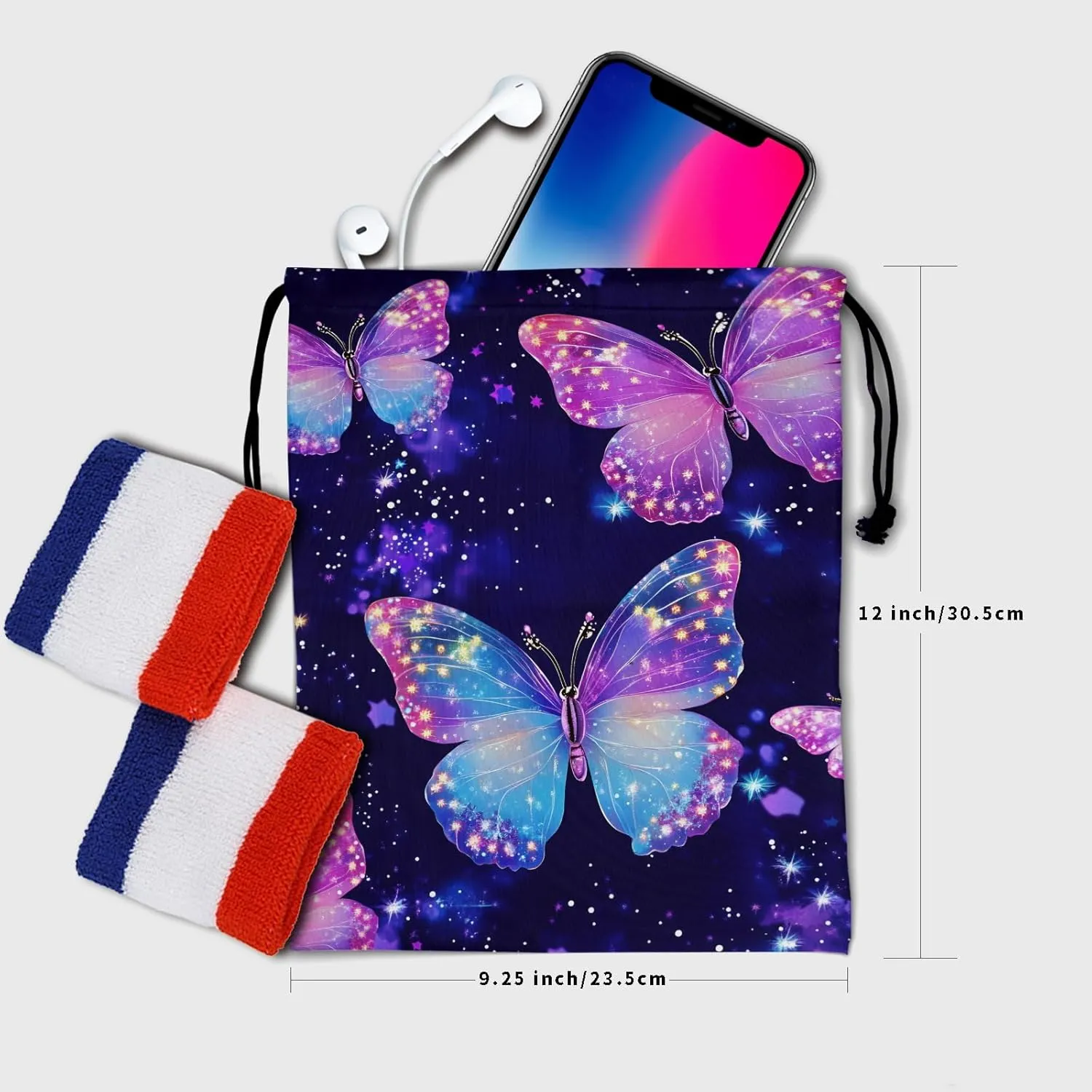 Nerxy Galaxy Butterfly Gymnastics Grip Bag - Stars Grip Bags for Gymnastics Mini Gym Bag Drawstring Storage Pouch Adjustable