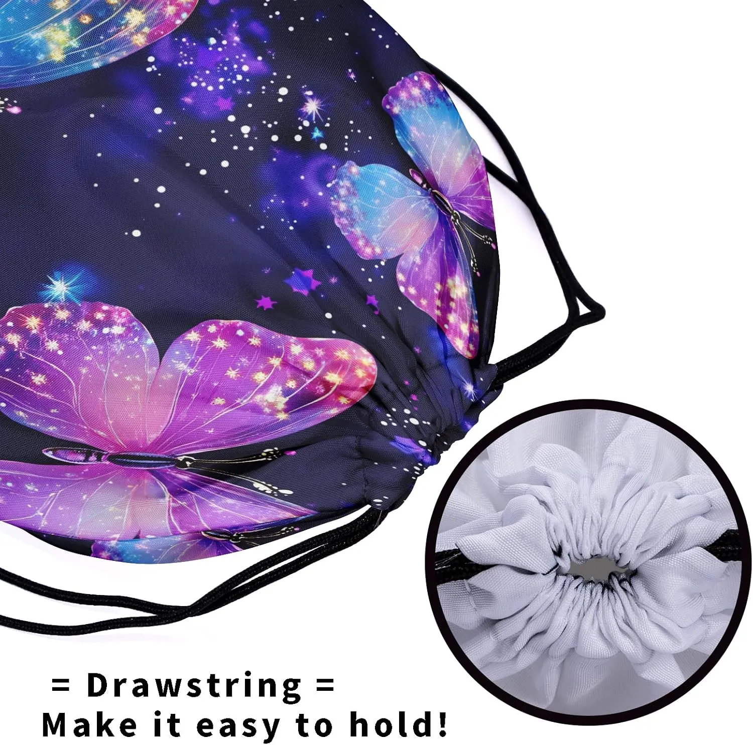 Nerxy Galaxy Butterfly Gymnastics Grip Bag - Stars Grip Bags for Gymnastics Mini Gym Bag Drawstring Storage Pouch Adjustable