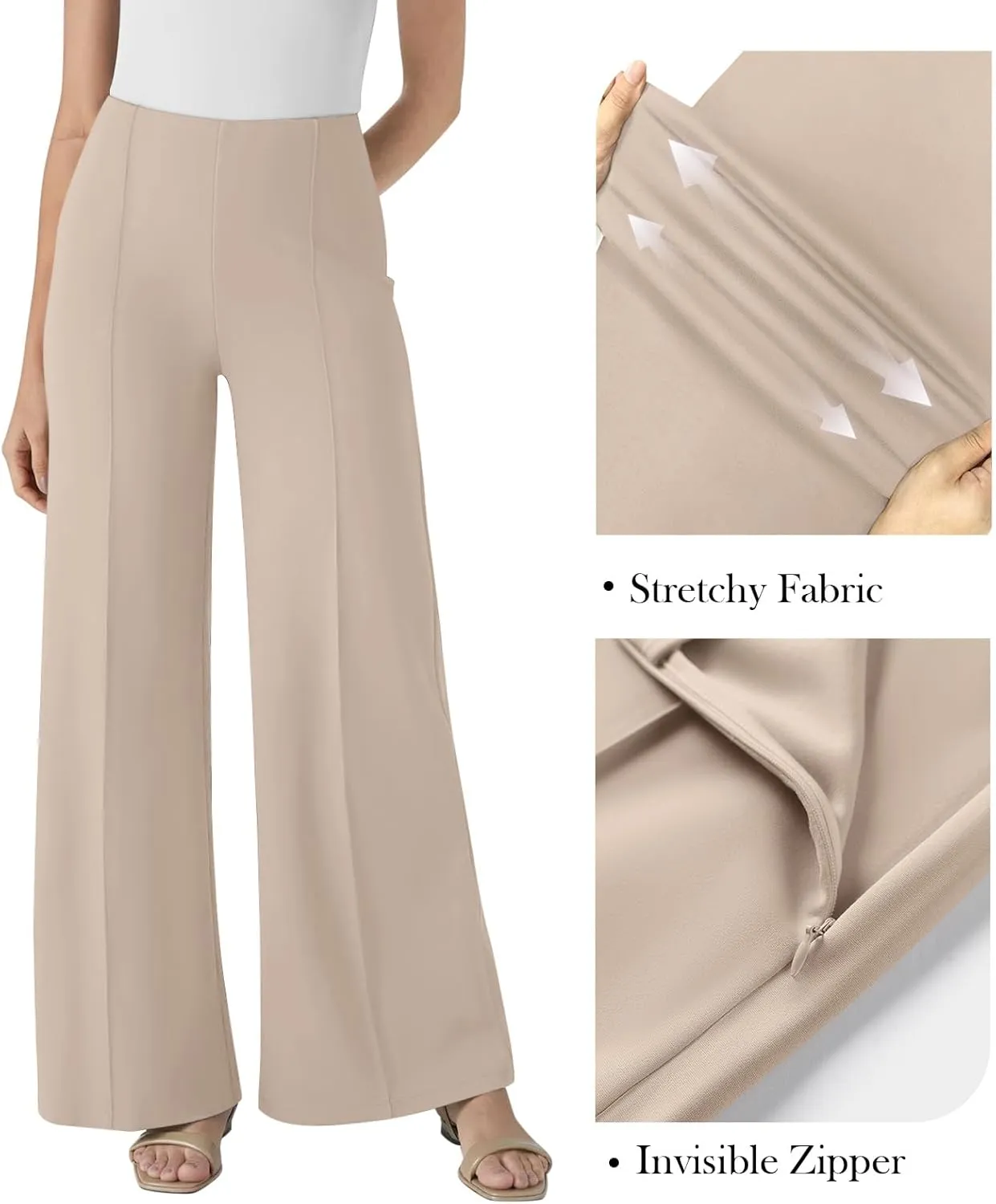 NIMIN Womens Wide Leg Business Casual Pants Dressy Work Slack High Waisted Stretchy Trousers 2025