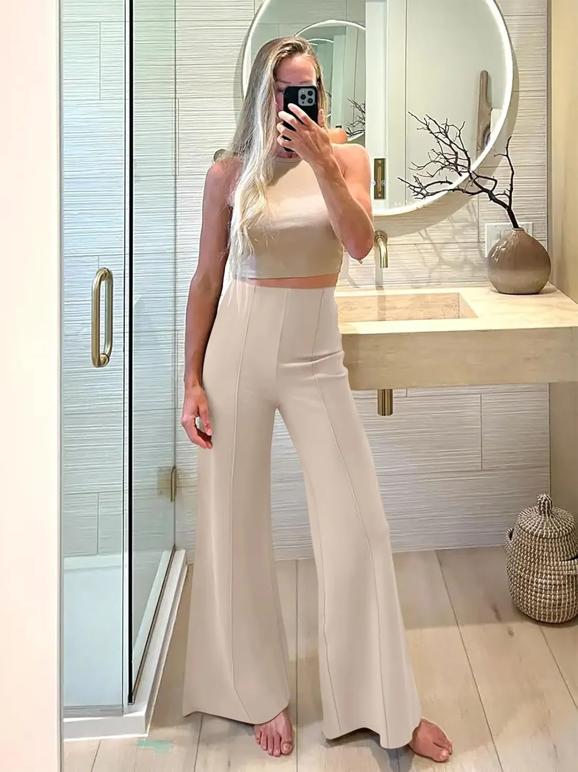 NIMIN Womens Wide Leg Business Casual Pants Dressy Work Slack High Waisted Stretchy Trousers 2025