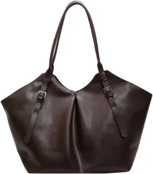 Oversized PU Leather Tote Bag for Women Large Ladies Bucket Handbags Weekender Purse Soft Travel Shopping Bag 2025