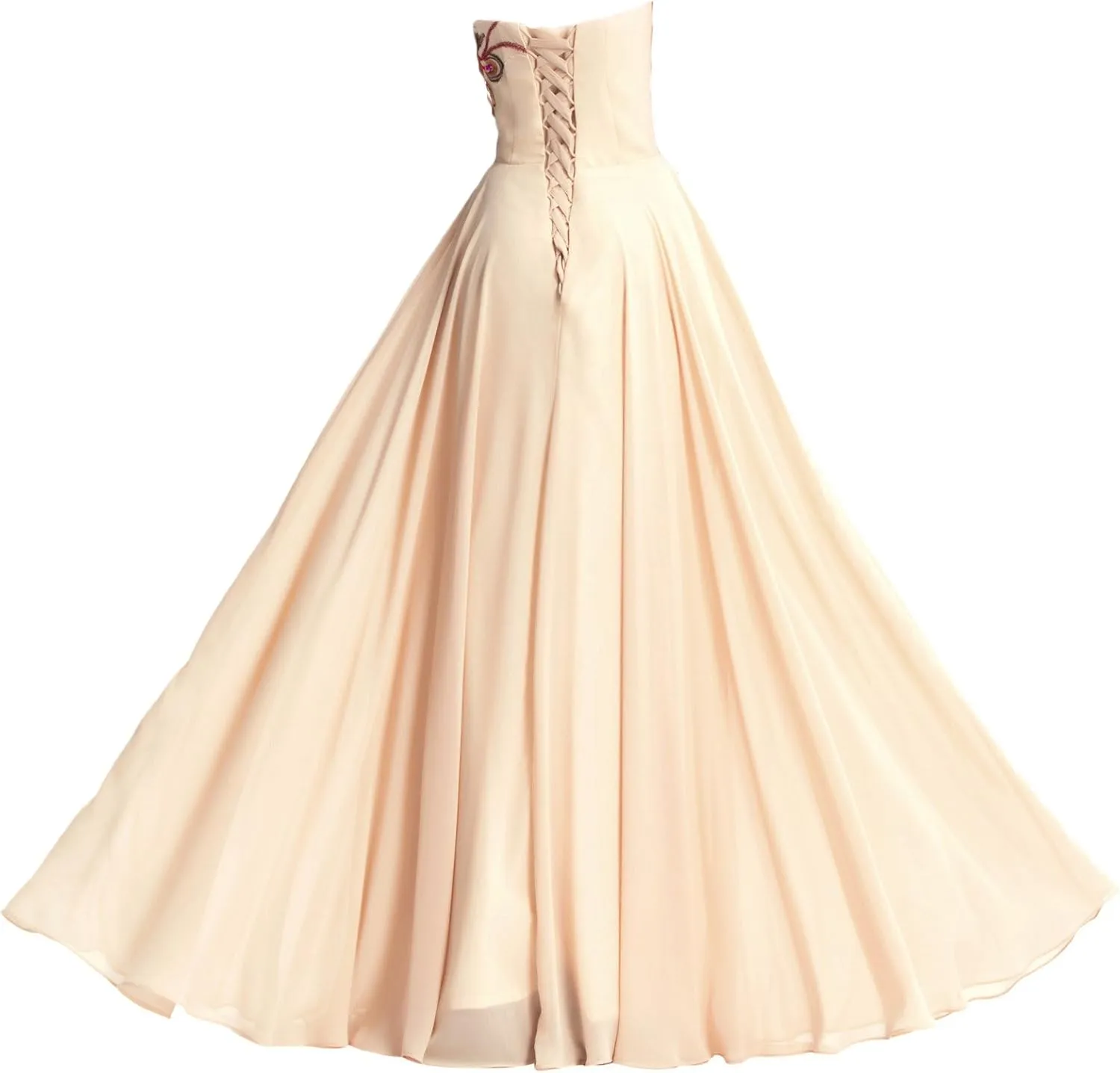 Peacock Pattern Hand Embroidery Prom Dresses Evening Pary Gowns