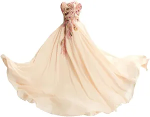 Peacock Pattern Hand Embroidery Prom Dresses Evening Pary Gowns