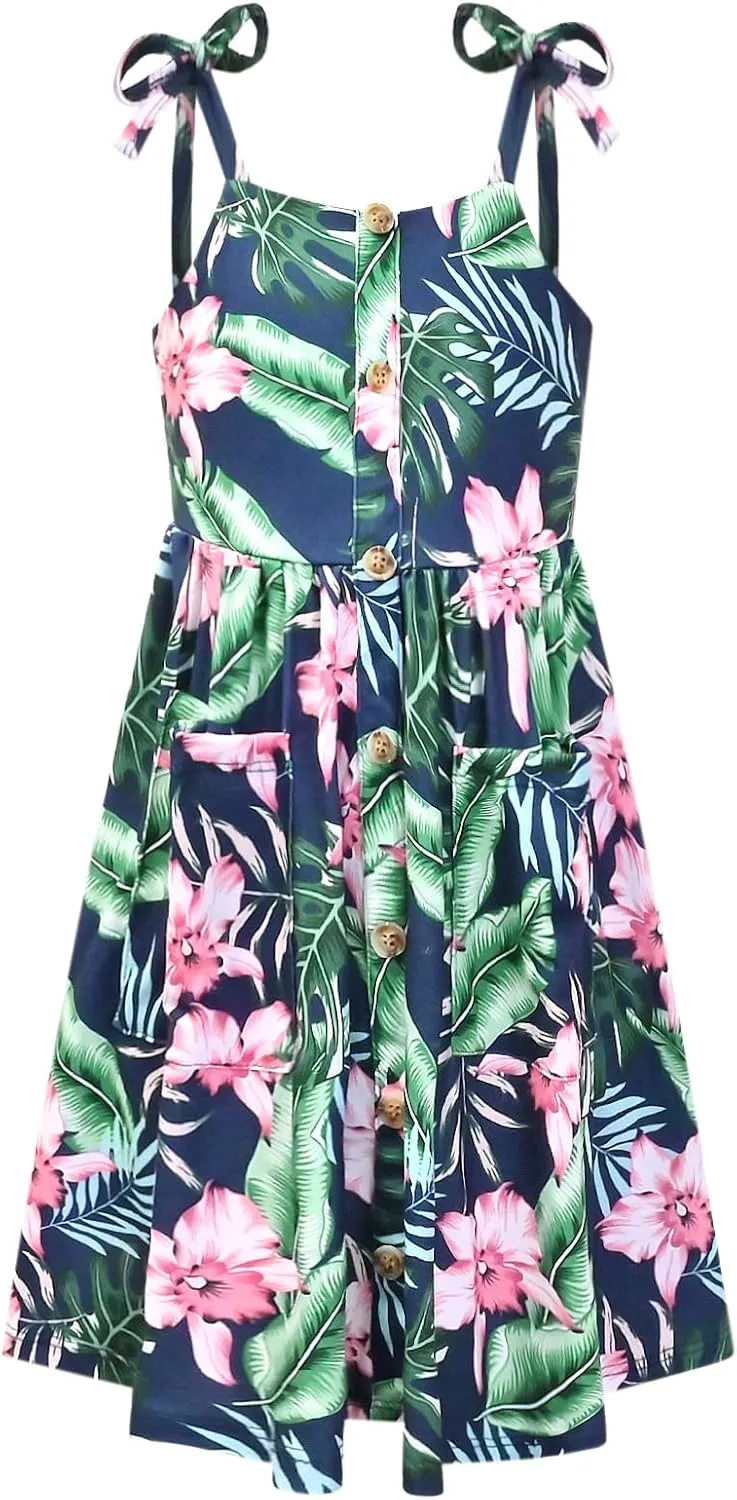 Perfashion Girls Cotton Dresses Sleeveless/Long Sleeve Crew Neck 4-13Y