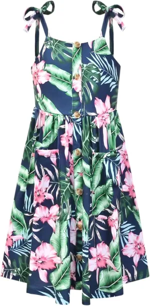 Perfashion Girls Cotton Dresses Sleeveless/Long Sleeve Crew Neck 4-13Y