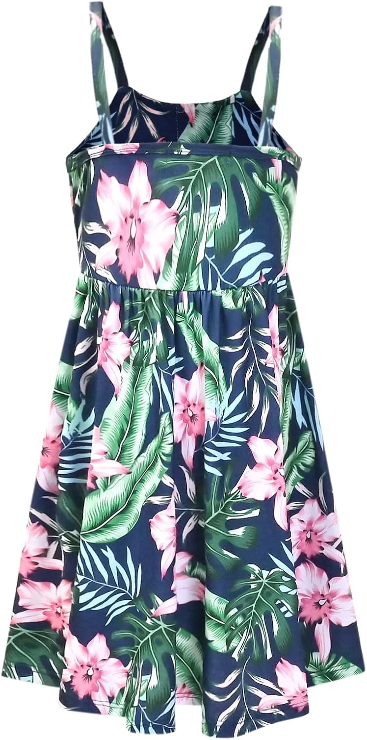 Perfashion Girls Cotton Dresses Sleeveless/Long Sleeve Crew Neck 4-13Y