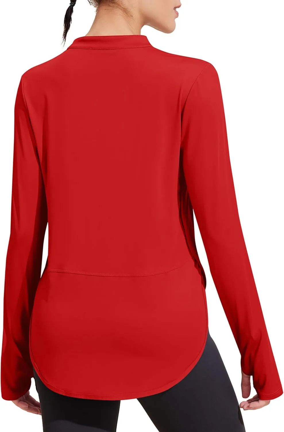 PINSPARK Women's Long Sleeve Workout Tops V Neck Athletic Yoga Shirts with Thumb Holes Quick Dry Gym Tops Loose Fit