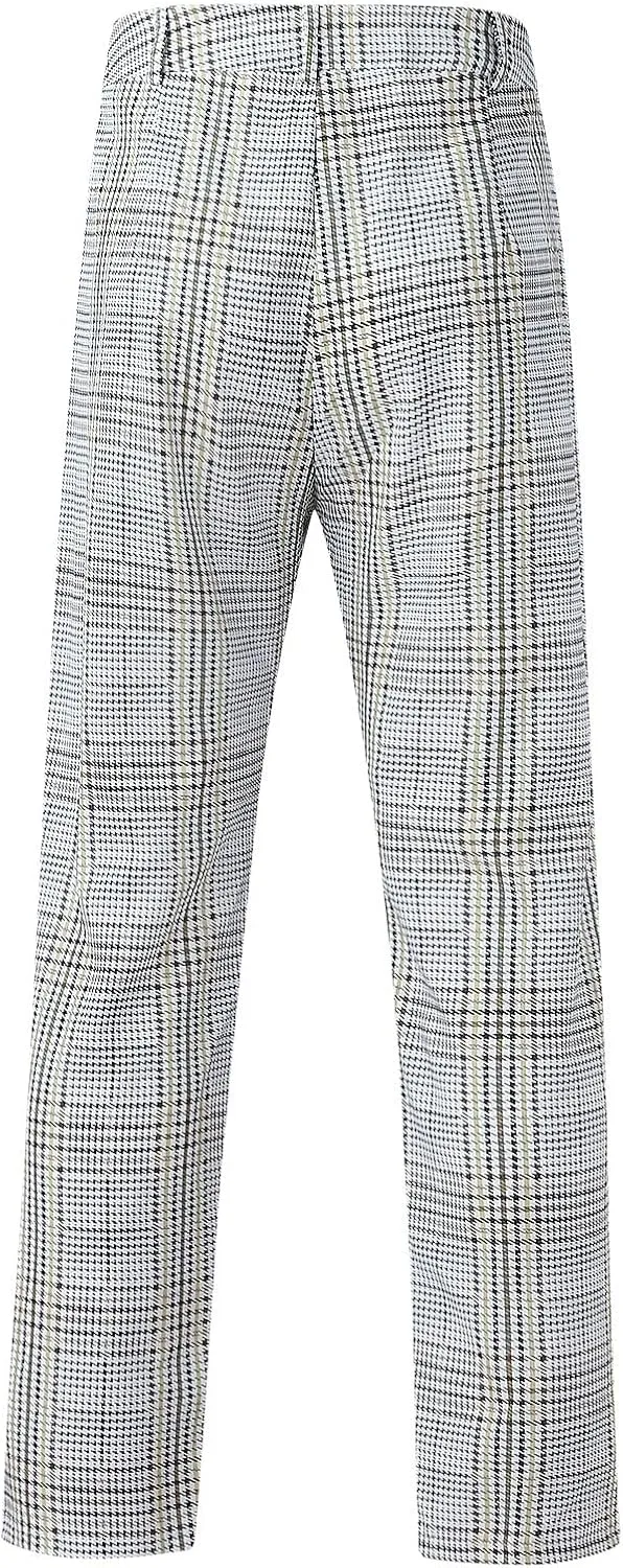 Plaid Dress Pants for Men Casual Slim Fit Chinos Pants Stretch Lightweight Business Pencil Pants Work Trousers with Pockets