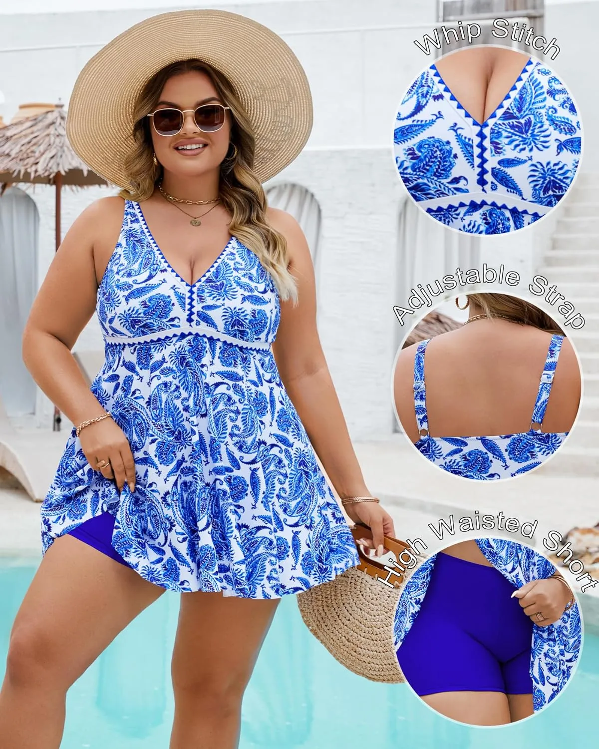 Plus Size Tankini Swimsuits for Women 2 Piece Tummy Control Modest Bathing Suits Bikini Swim Dress with Shorts 2025