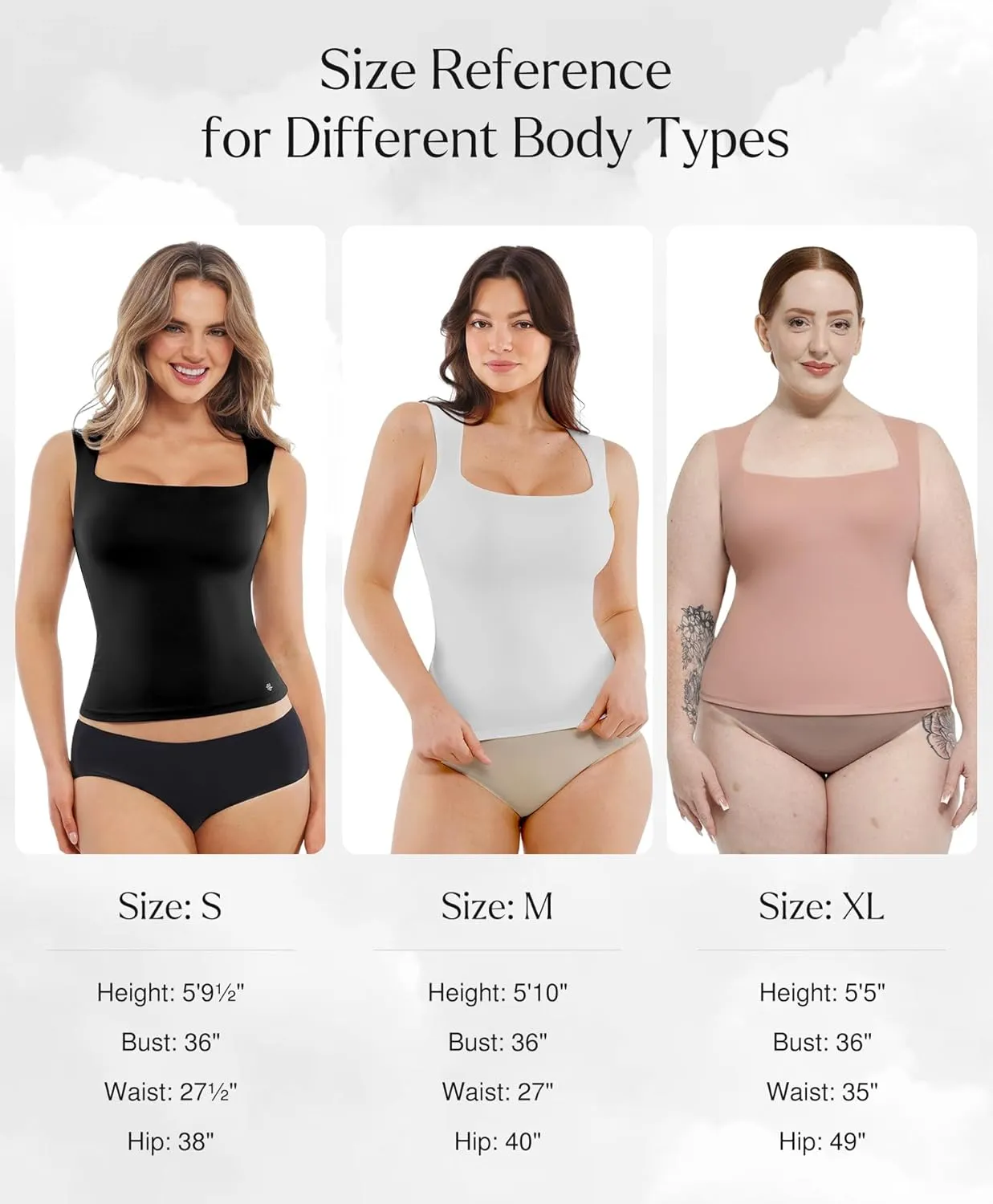 Popilush Shapewear Tank Top For Women - Square Neck Sleeveless Women'S Basic Tummy Control Tops Summer Outfits Going Out Tops