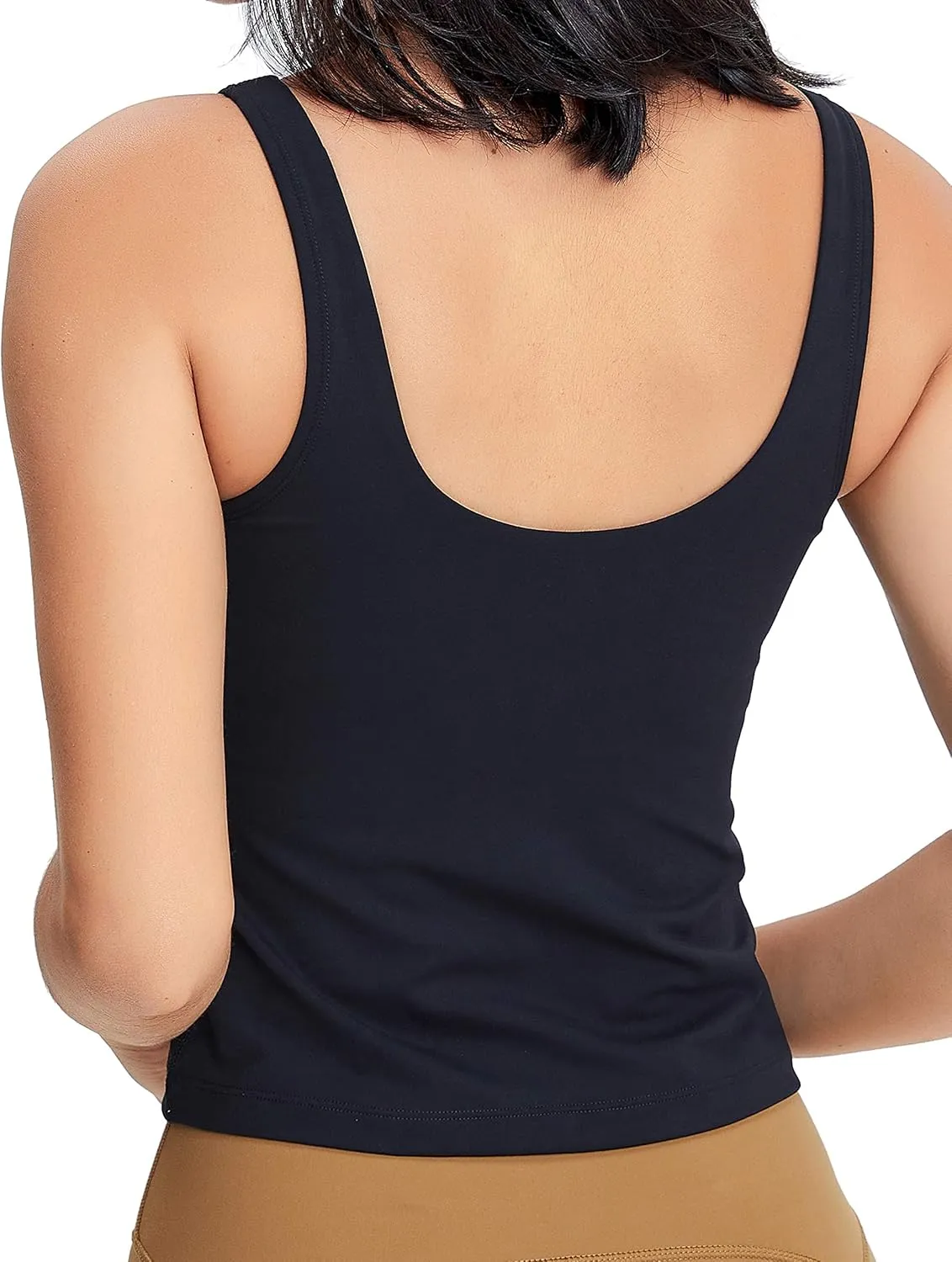 POSHDIVAH Women Sports Bra Longline Padded Tank Top Naked Feeling Workout Fitness Running Yoga Tops