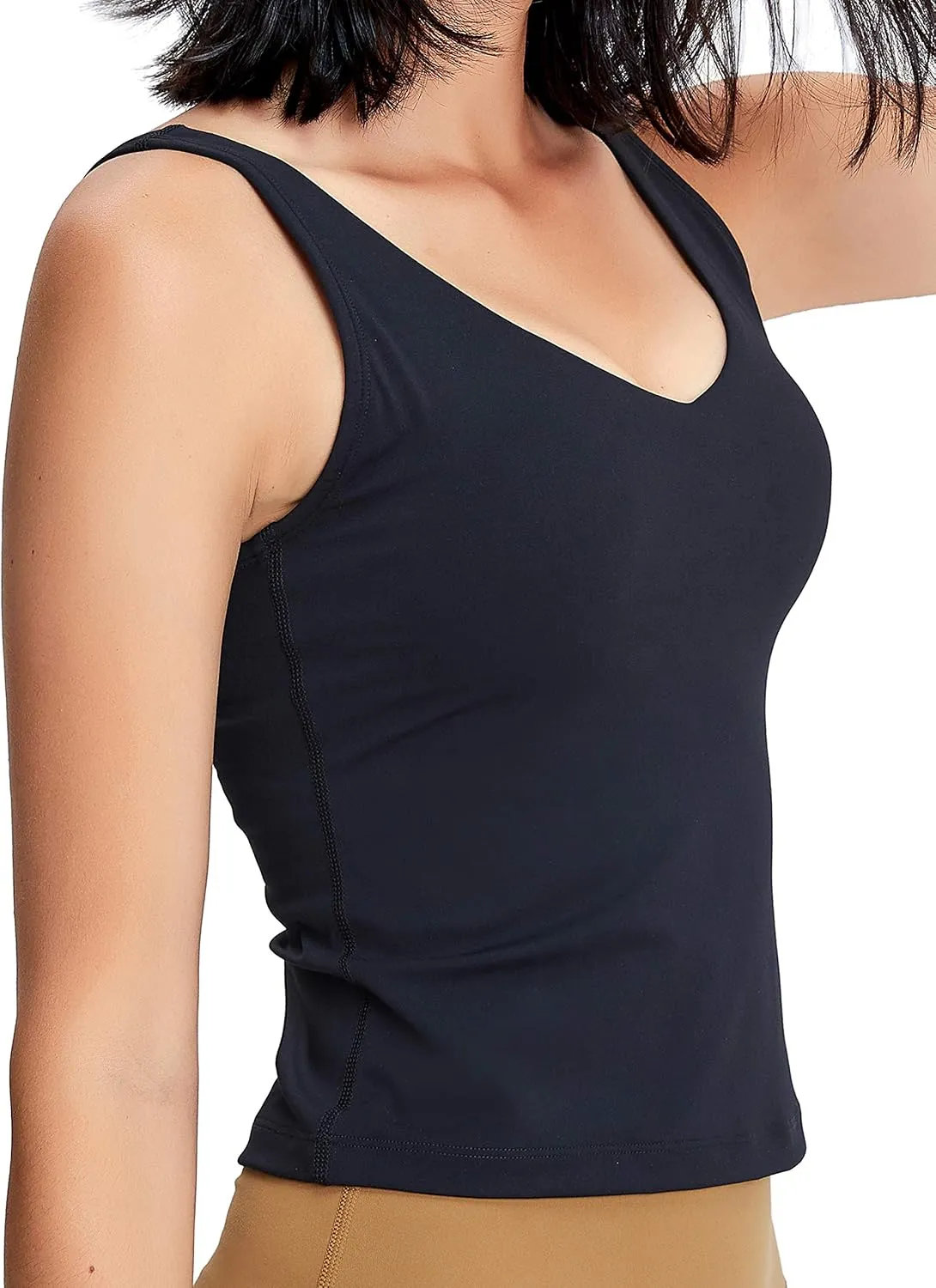 POSHDIVAH Women Sports Bra Longline Padded Tank Top Naked Feeling Workout Fitness Running Yoga Tops