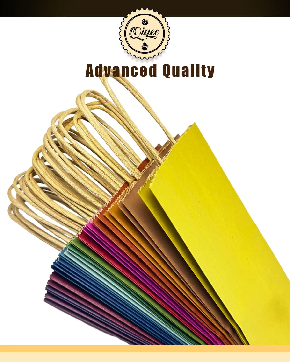 qiqee 60-Packs Paper Bags with Handles Bulk 8.26"6"3.15" Small Gift Bags 16 Different Senior Color Bags Multiple UsesSmall Size