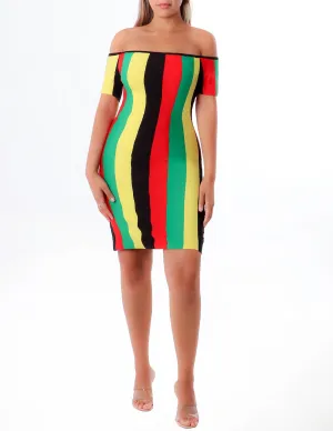 Rasta Reggae Bodycon Midi Dress