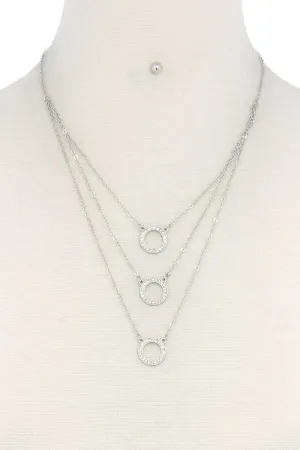 Rhinestone Ring Layered Necklace