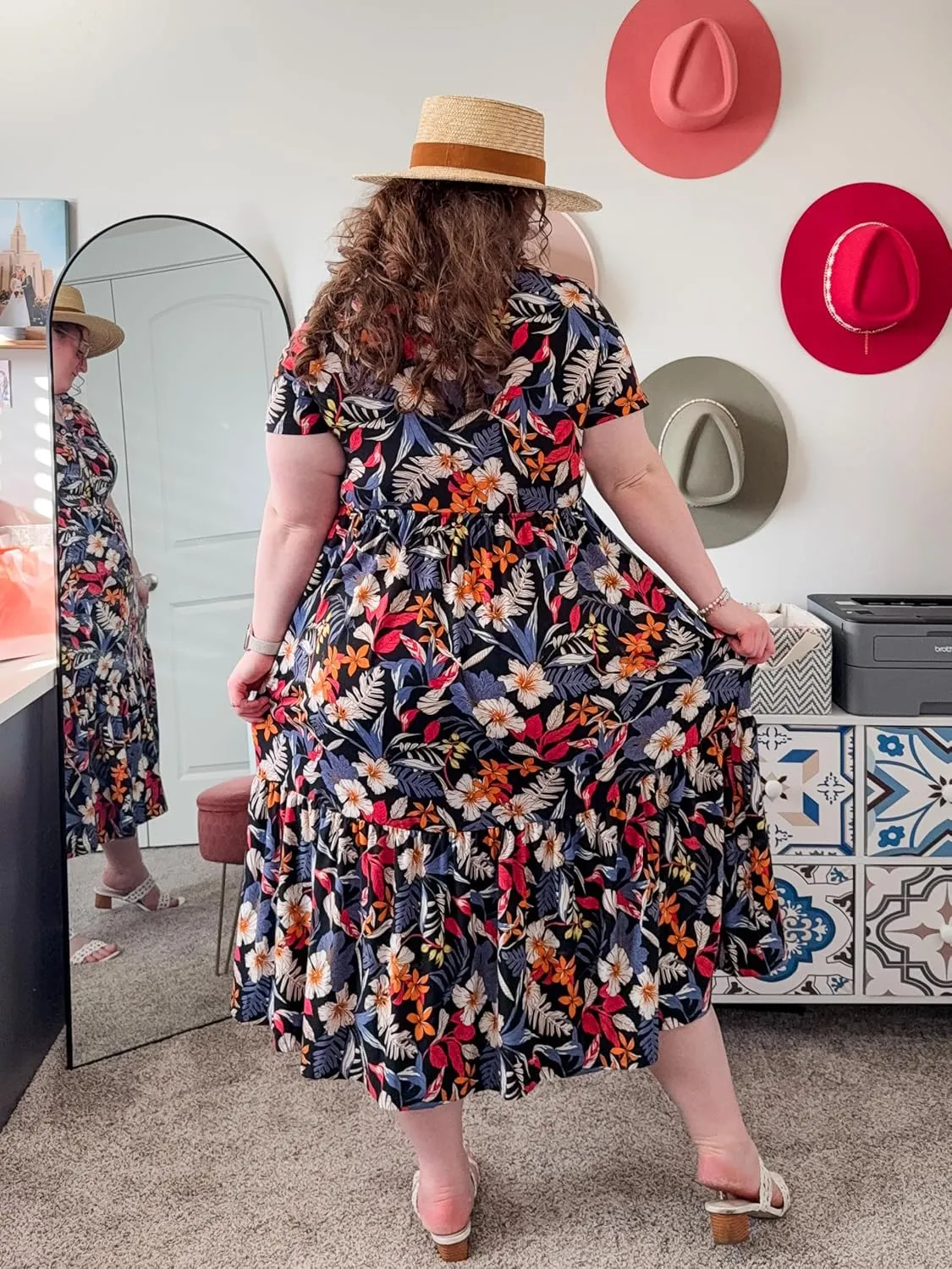 RITERA Plus Size Short Sleeve Dress for Curvy Women Button Up Floral Flowy Summer Casual Maxi Dresses with Pockets XL-5XL