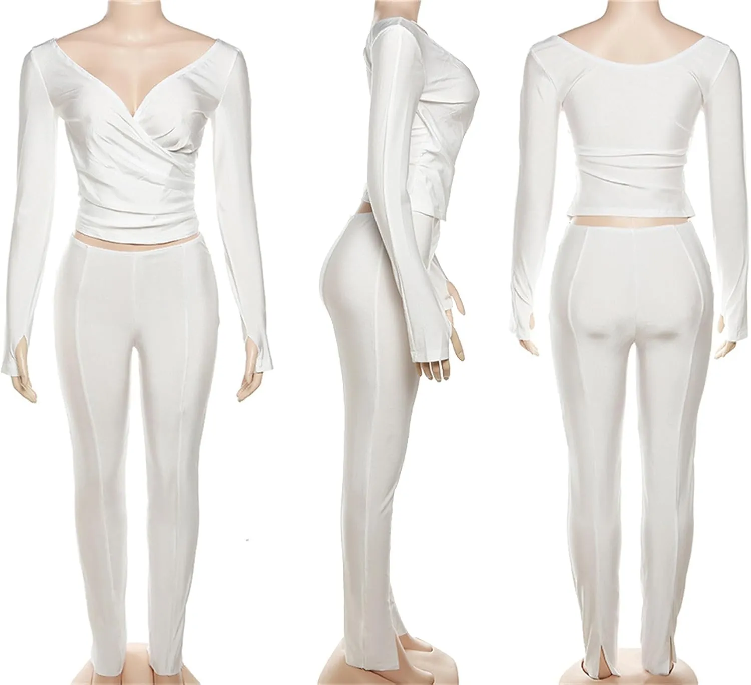 Sexy Two Piece Outfits For Women Off Shoulder Tops Flared Bodycon Pants Sets