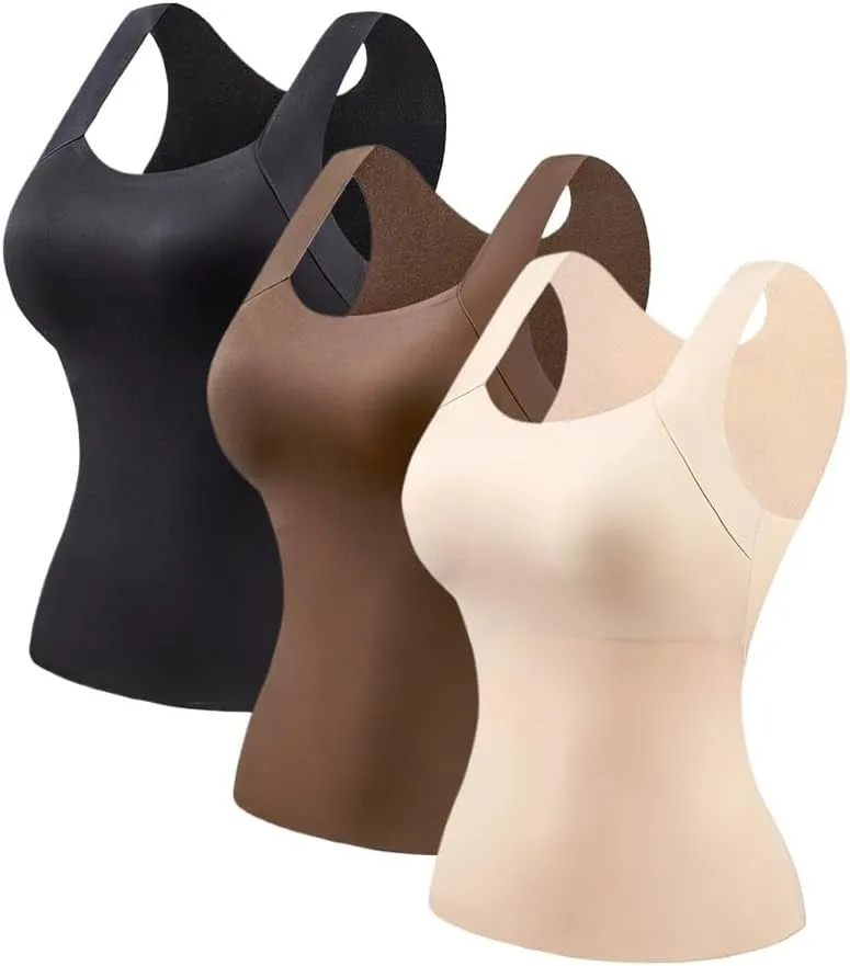 Shamfreshen U Neck Shapewear Built-in Bra Tank, Camisole Tops for Women Built in Bra, Shapewear Tank Tops for Women