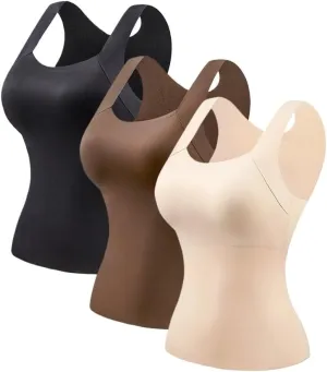Shamfreshen U Neck Shapewear Built-in Bra Tank, Camisole Tops for Women Built in Bra, Shapewear Tank Tops for Women