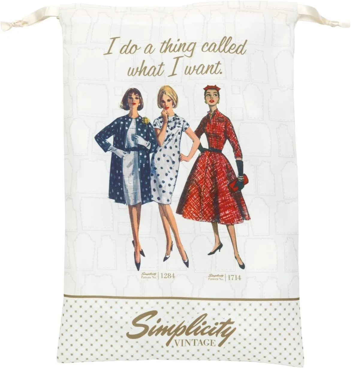 Simplicity Vintage 5607003001 Retro Fashion Travel Shoe Bag with Drawstring Closure, 10 x 15 Inches, 1 Count (Pack of 1)
