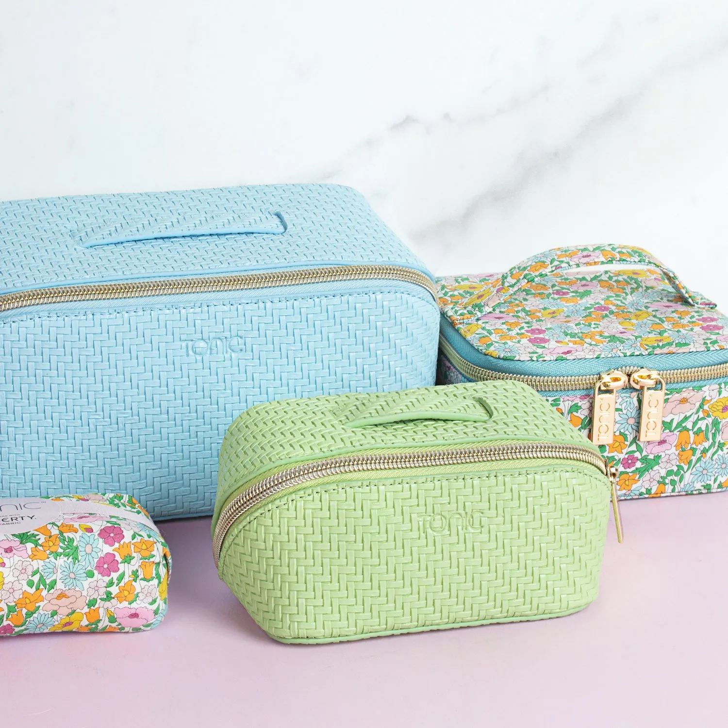 Small Beauty Bag - Herringbone Pistachio