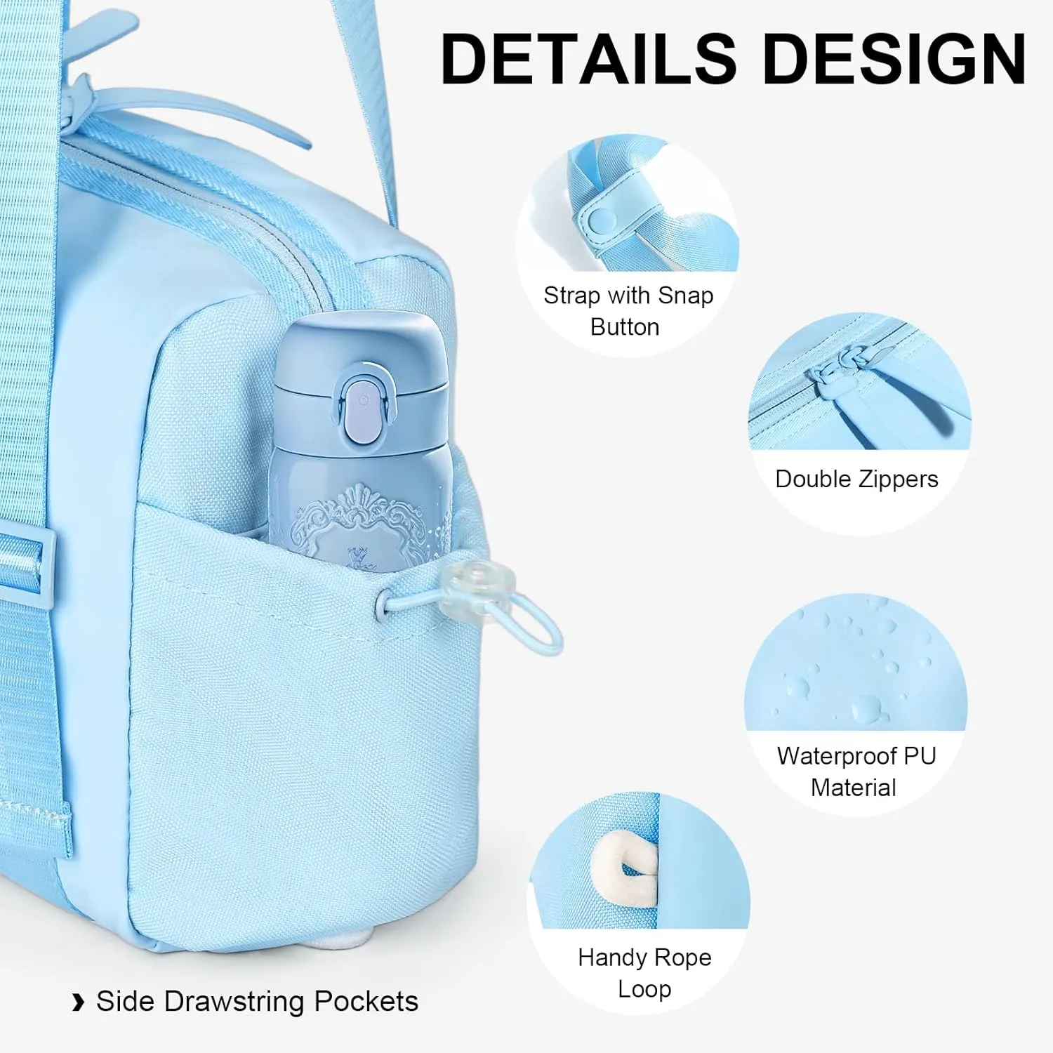 Small Gym Bag for Women - Mini Gym Duffle Bag 4 PCS Set with Wet Compartment, Small Travel Tote Cute Workout Sport Bag with Toiletry Cosmetic Silicone Travel Bottles